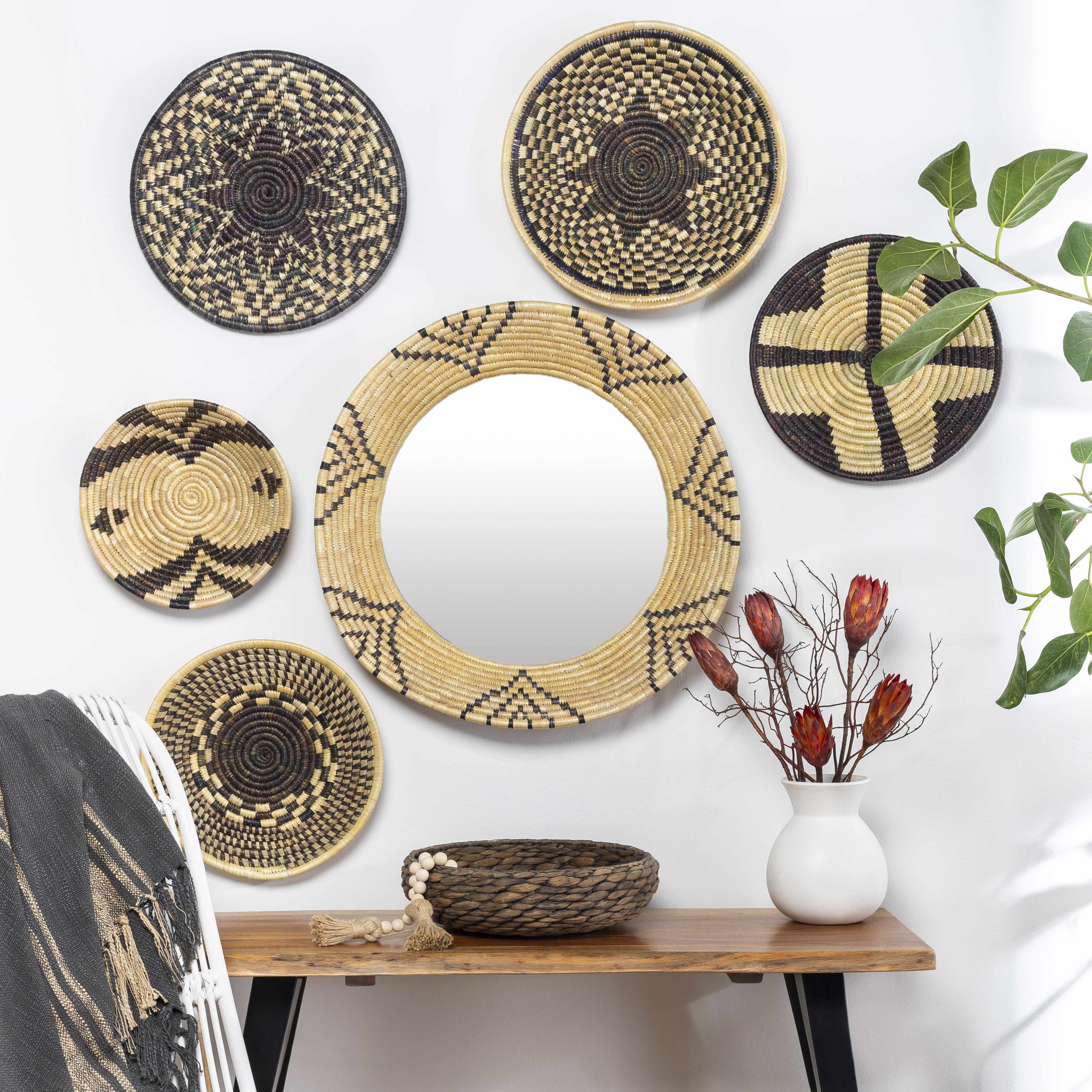 Ipilan Moonj Grass Starburst Round Mirror-2