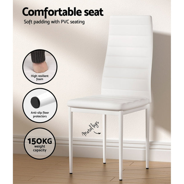 White chair with features highlighted on a plain background