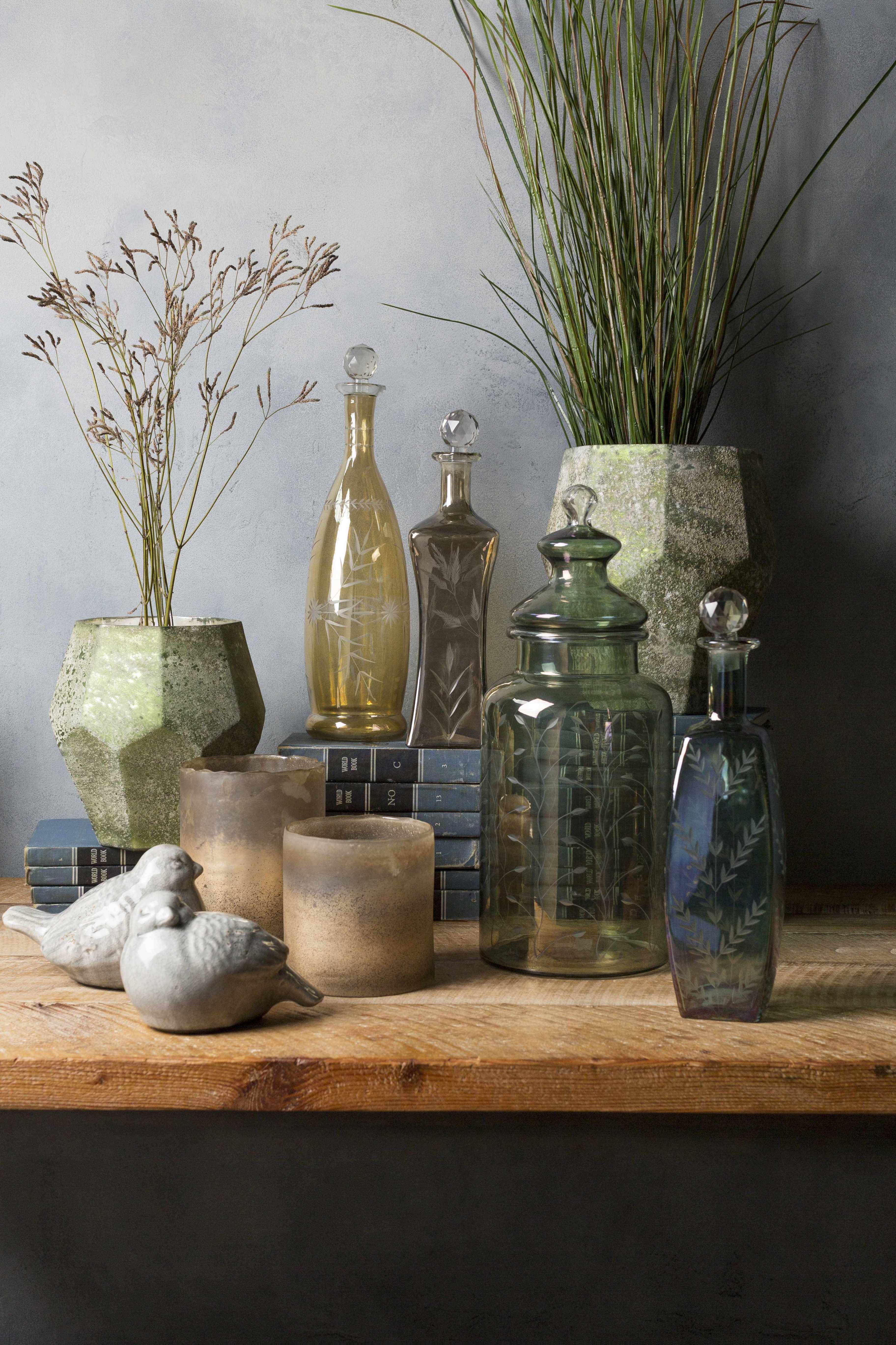 Stewartville Green Etched Glass Jar-2