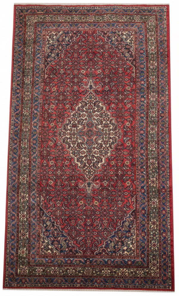 Decorative rug with intricate patterns on a white background