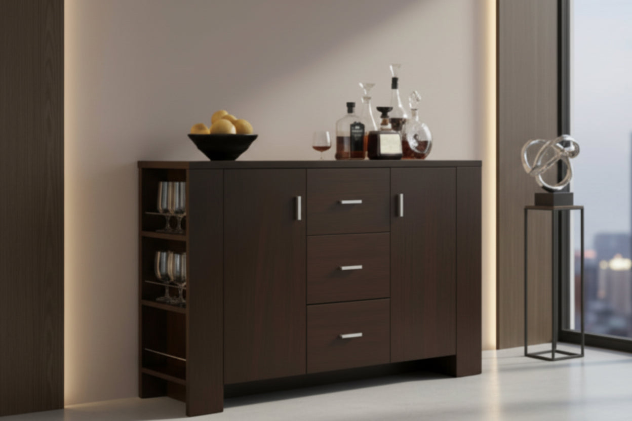 Modern Dining Buffet Sideboard Server in Cappuccino Finish-0
