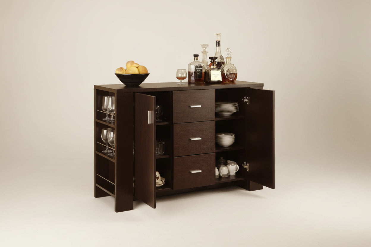 Modern Dining Buffet Sideboard Server in Cappuccino Finish-1