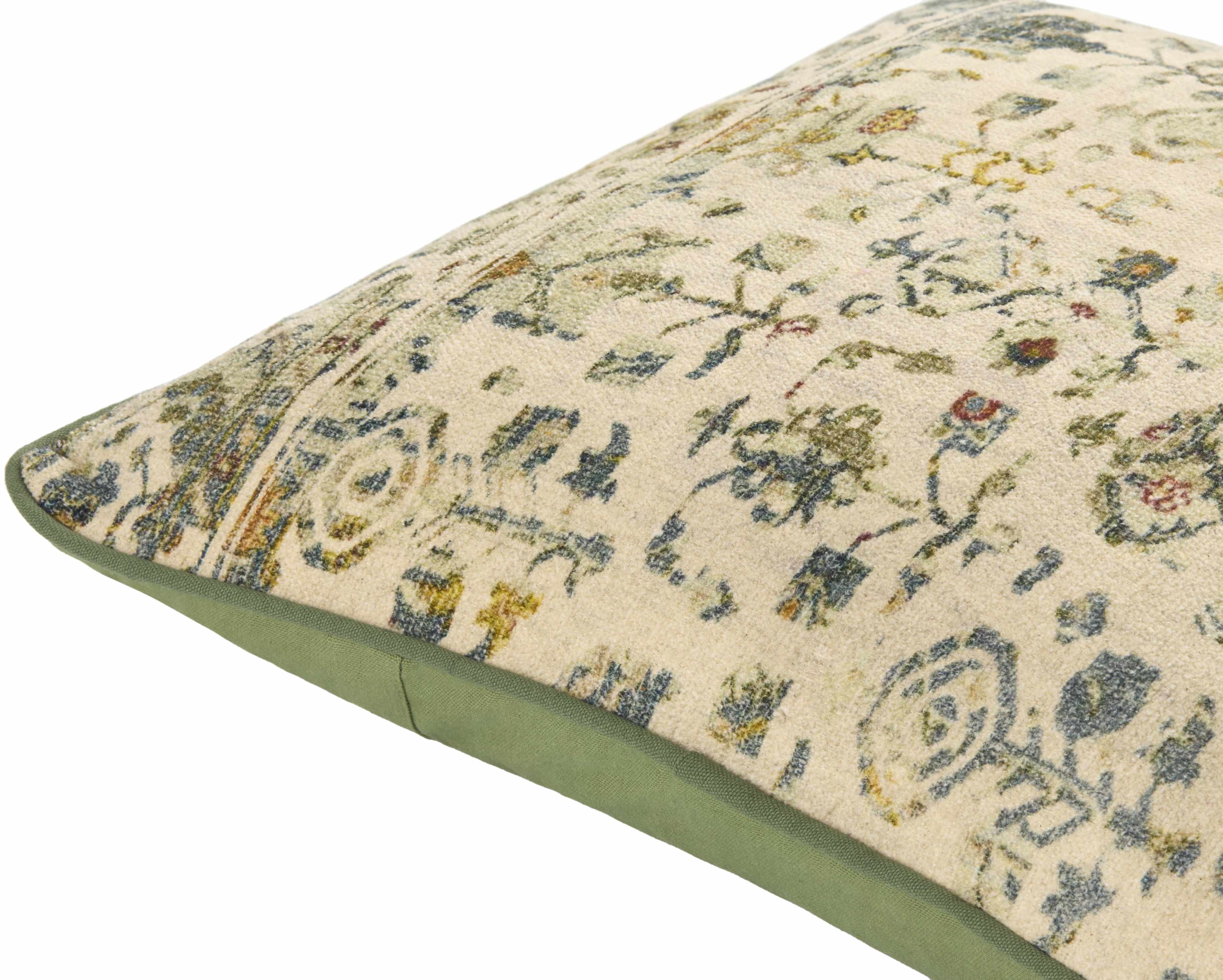 Decorative pillow with floral pattern on a beige background