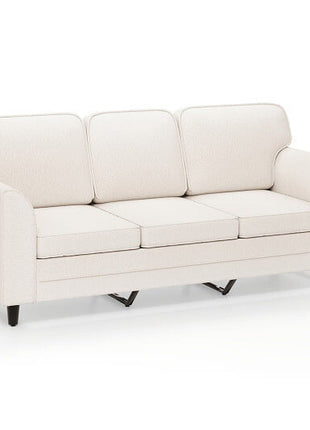 Upholstered Teddy Velvet 3-Seat Sofa with Comfy Back Pillows-Gray-4