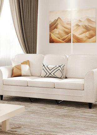 Upholstered Teddy Velvet 3-Seat Sofa with Comfy Back Pillows-Gray-5