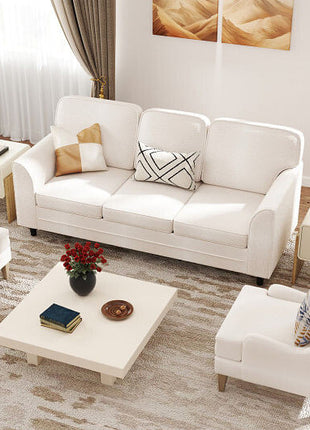Upholstered Teddy Velvet 3-Seat Sofa with Comfy Back Pillows-Gray-8