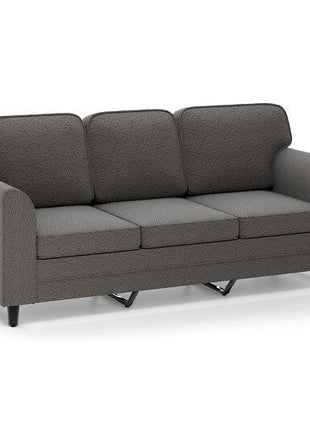 Upholstered Teddy Velvet 3-Seat Sofa with Comfy Back Pillows-Gray-9