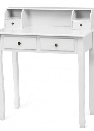 Writing Desk 2-Tier Vanity Desk Computer Desk with 4 Drawers-Pink-0