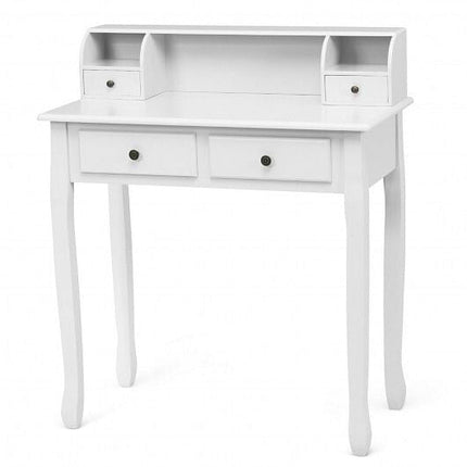 Writing Desk 2-Tier Vanity Desk Computer Desk with 4 Drawers-Pink-0