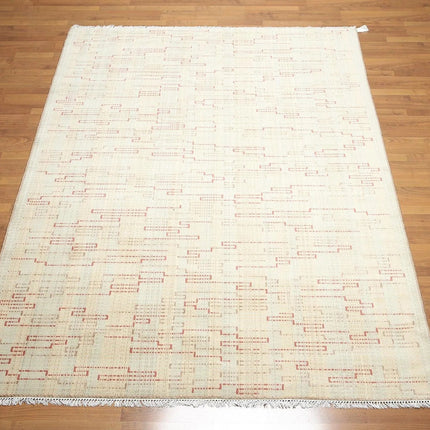 6' x 9' Handmade 100% Wool Oriental Area rug Modern 6x9 Beige-2