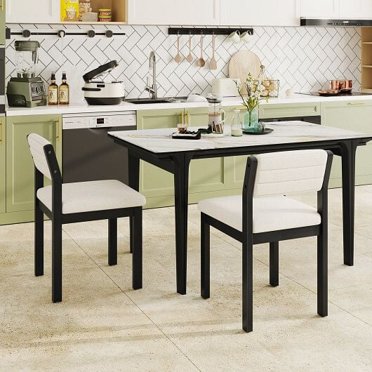 Dining table with chairs in a kitchen setting