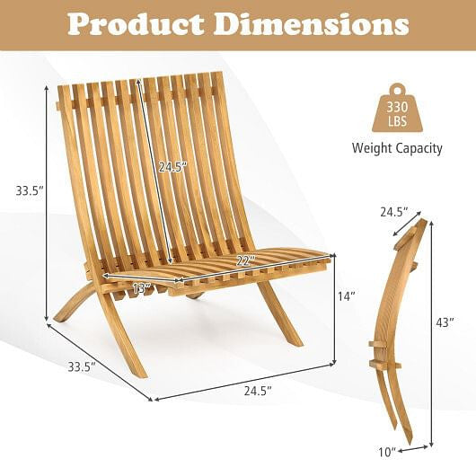 Wooden chair with dimensions and weight capacity label on a white background