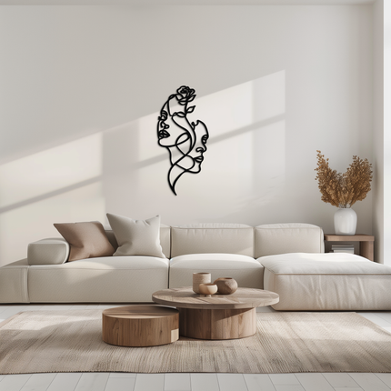 Abstract Line Art Woman Faces Metal Wall Art – Modern Minimalist Home Decor-KAF620