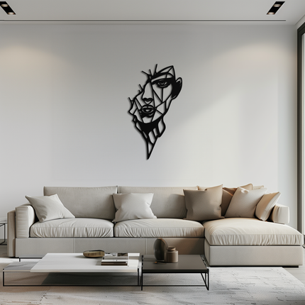 Abstract Line Art Woman Face Metal Wall Art – Modern Feminine Silhouette Decor- KAF650