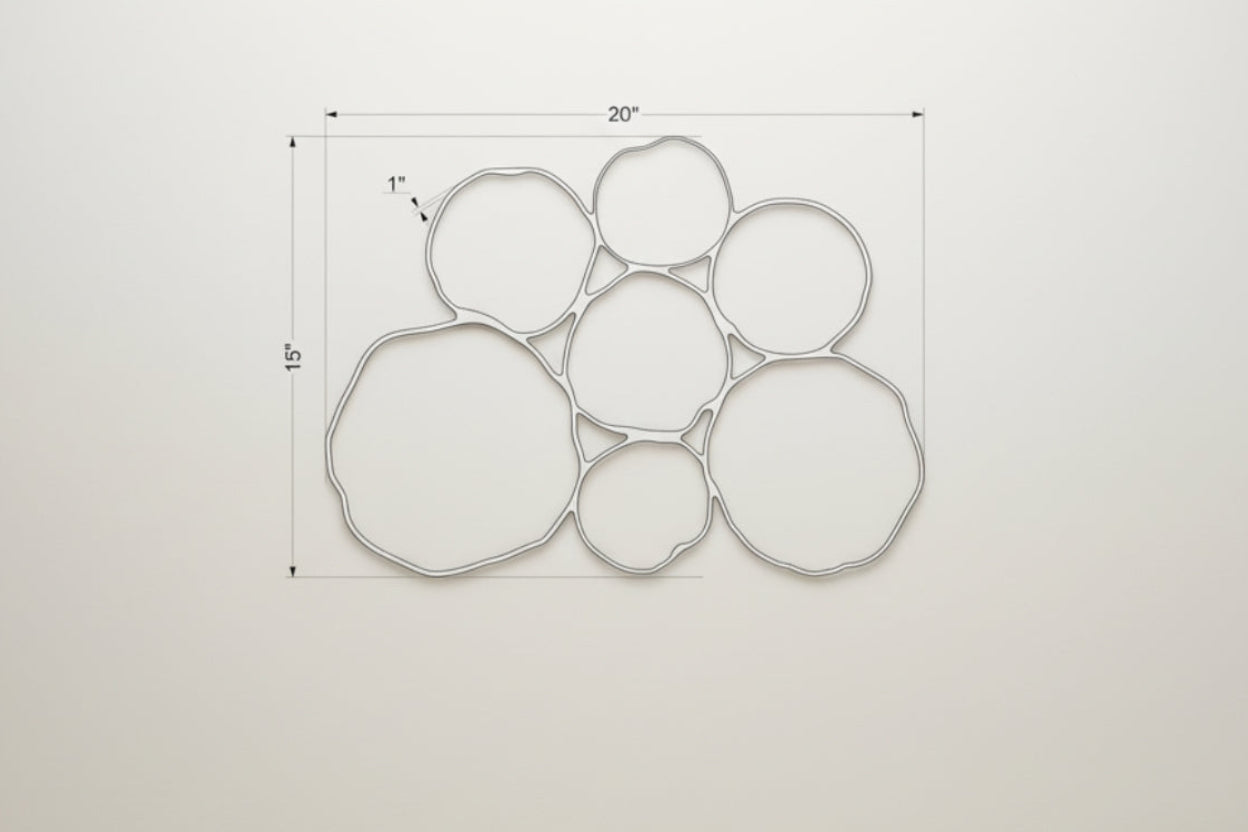 Line drawing of a circular arrangement with dimensions on a white background