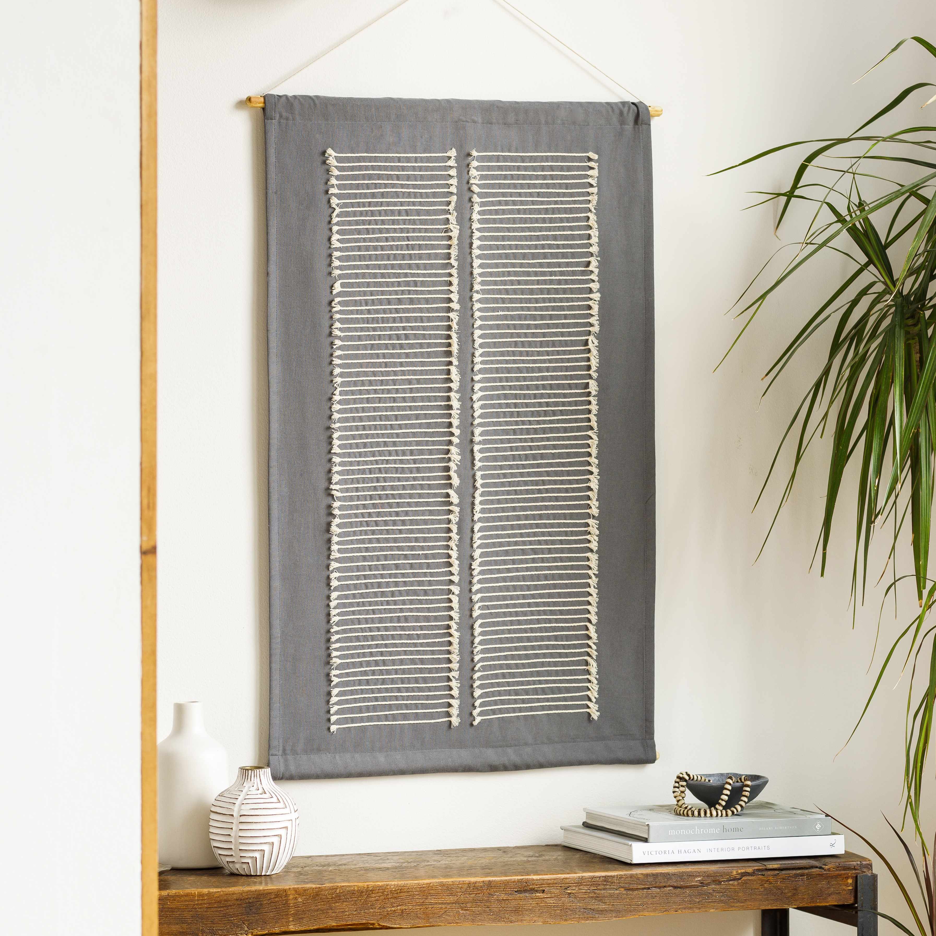 Lopez Navy Cotton Striped Wall Hanging-3