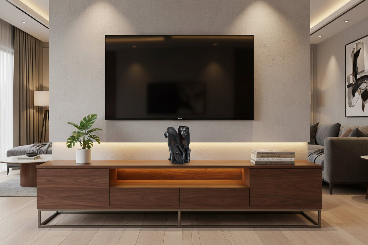 Black stone sculpture of two sitting figures on a white background