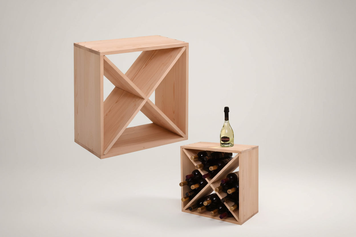 24 Bottle Solid Wood Stackable Modular Wine Rack-2