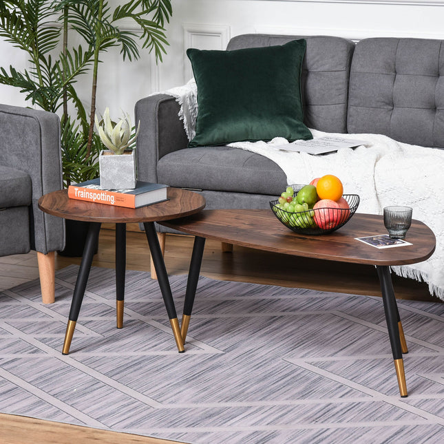 Nest of Tables Set of 2 Nesting Coffees End Tables Vintage Decor Side Table Triangle Occasional Stand Tea Table for Living Room Home and Office-1