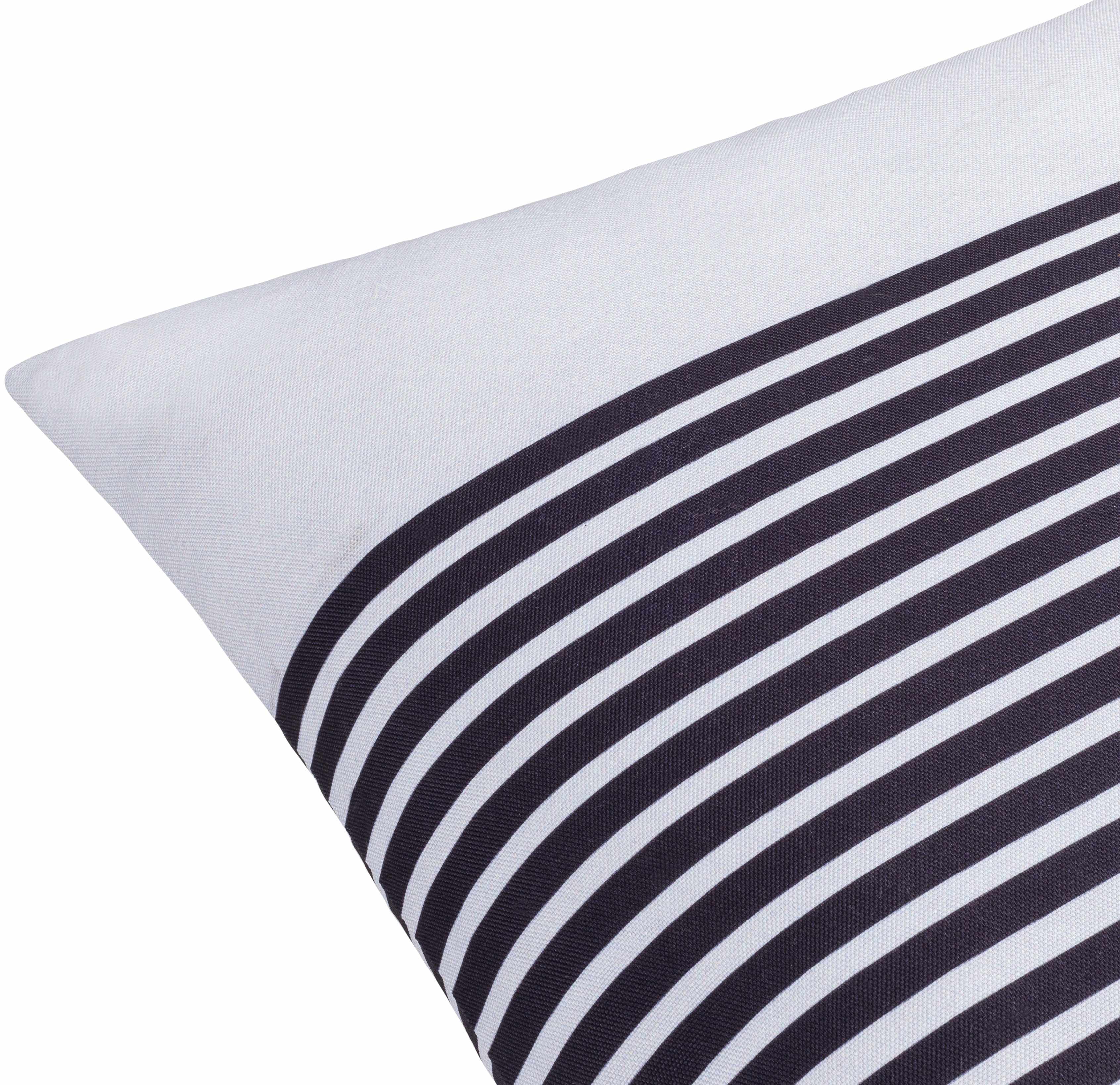 Striped fabric with black and white horizontal stripes on a white background