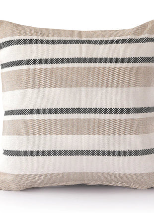 Beige Striped Cushion Cover | 45x45cm | Hand Stitched Cotton | Modern Home Decor-0