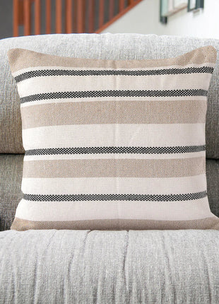Beige Striped Cushion Cover | 45x45cm | Hand Stitched Cotton | Modern Home Decor-3