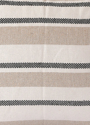 Beige Striped Cushion Cover | 45x45cm | Hand Stitched Cotton | Modern Home Decor-1