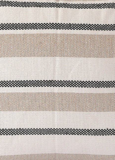 Beige Striped Cushion Cover | 45x45cm | Hand Stitched Cotton | Modern Home Decor-1
