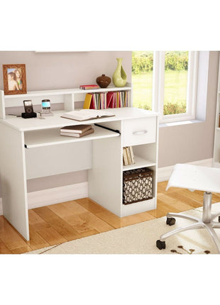Contemporary Home Office Computer Desk in White Wood Finish-0