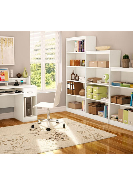 Contemporary Home Office Computer Desk in White Wood Finish-1
