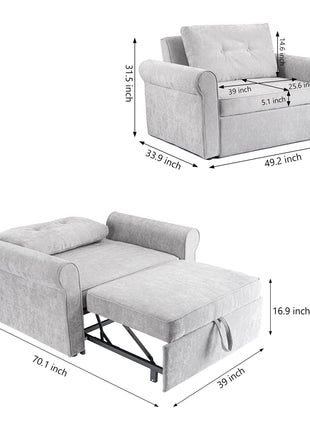 3-in-1 Adjustable Sleeper Sofa Bed Pull Out Chair Sofa