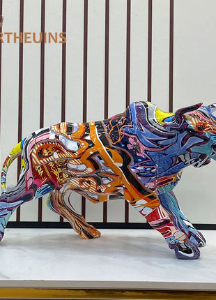 Graffiti Bull Figurine: Artistic Feng Shui Decor for Home and Office-1