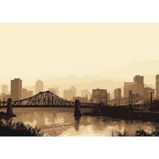 Brisbane Bridge Sepia Art Canvas Art Print