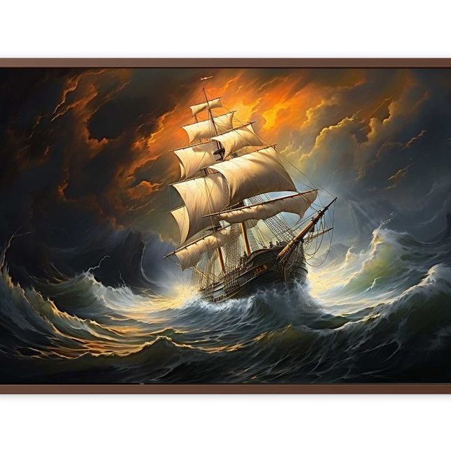 Storm Ship Art Canvas Art Print