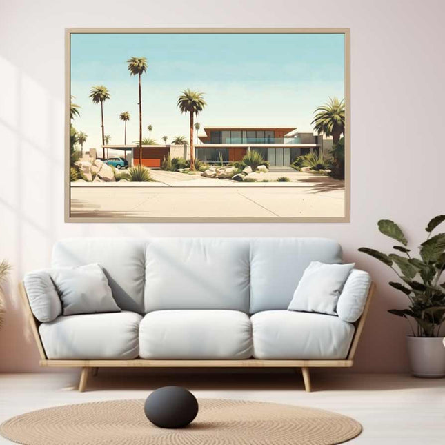 Vintage Palm Springs House Art Poster Canvas Art Print