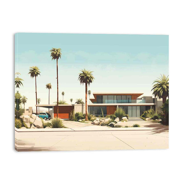 Vintage Palm Springs House Art Poster Canvas Art Print