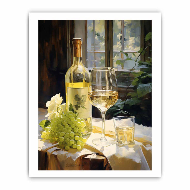 White Wine Art Canvas Art Print
