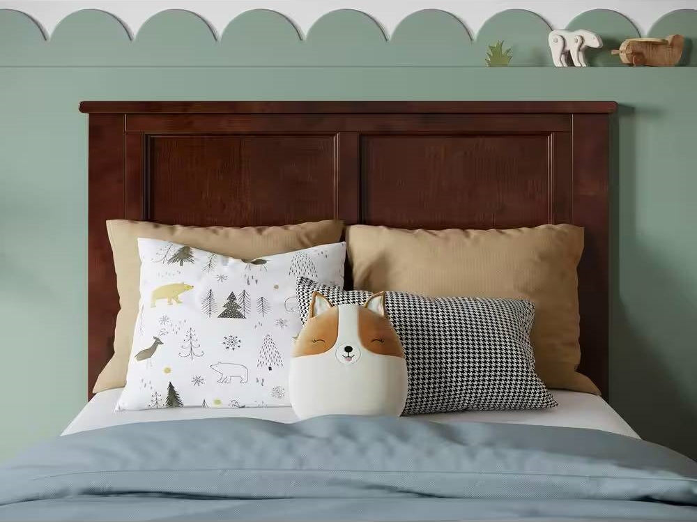 Twin size Traditional Style Headboard in Walnut Wood Finish-0