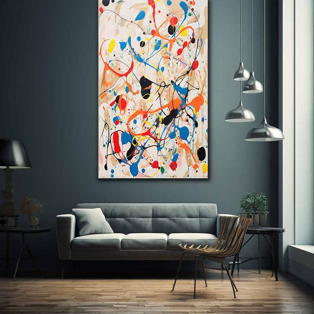 White Art Dripping Color Painting Canvas Art Print