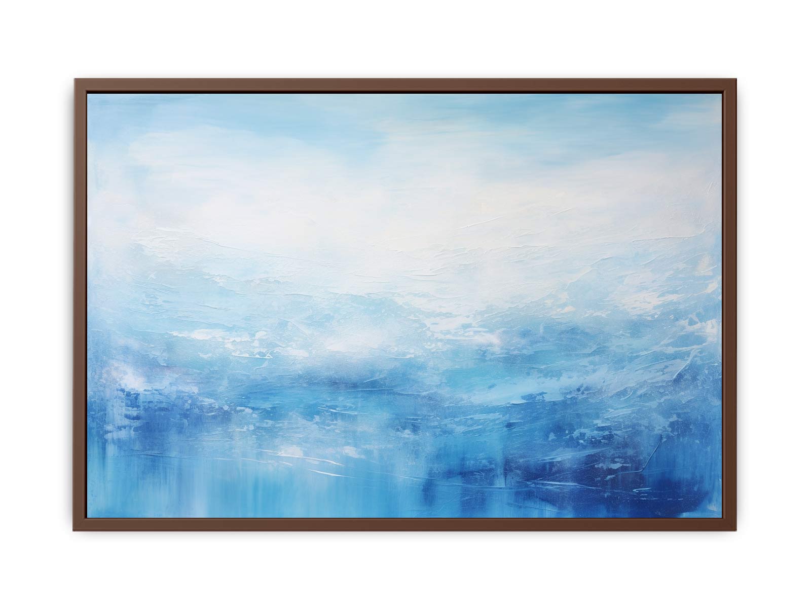 Framed artwork of a blue and white abstract sky with clouds.