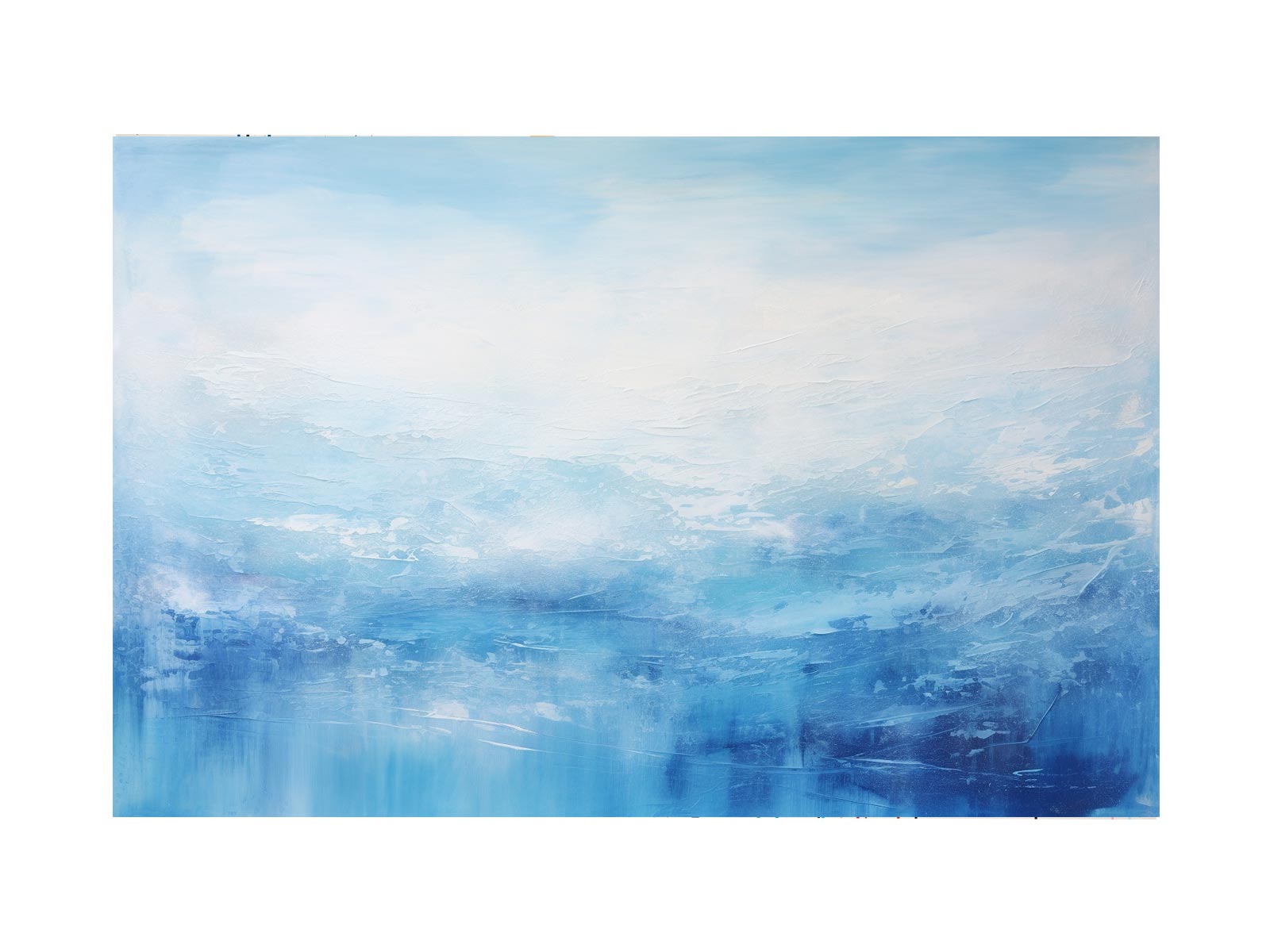 Abstract artwork with blue and white tones