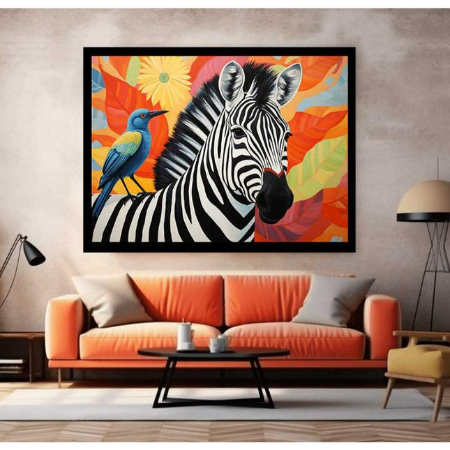 Zebra Bird Modern Art Canvas Art Print