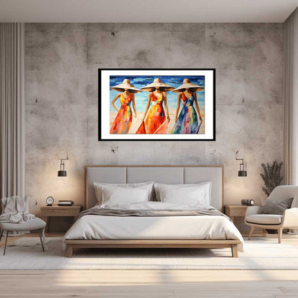 Modern Art Three Bikini Ladies Canvas Art Print