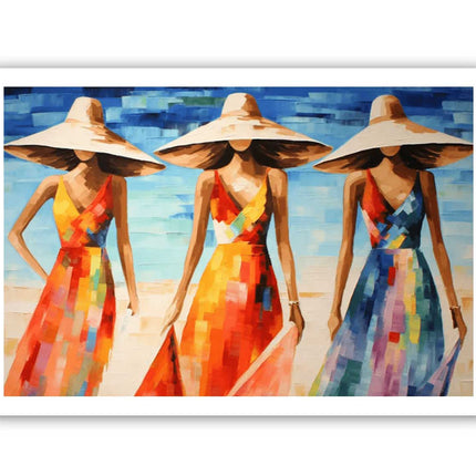 Modern Art Three Bikini Ladies Canvas Art Print
