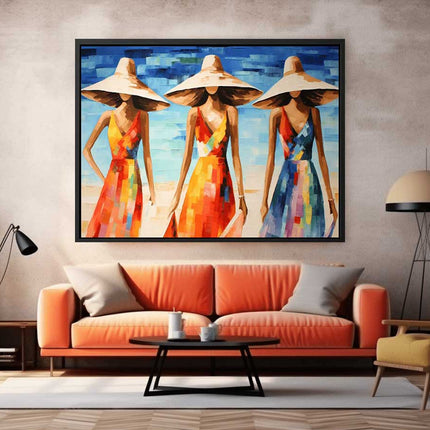 Modern Art Three Bikini Ladies Canvas Art Print