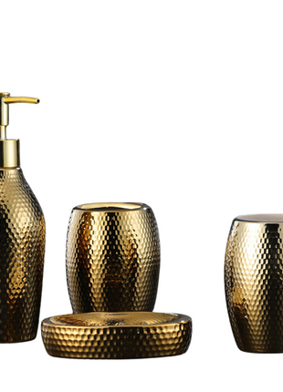 4 Pieces Golden Ceramic Bathroom Set-0