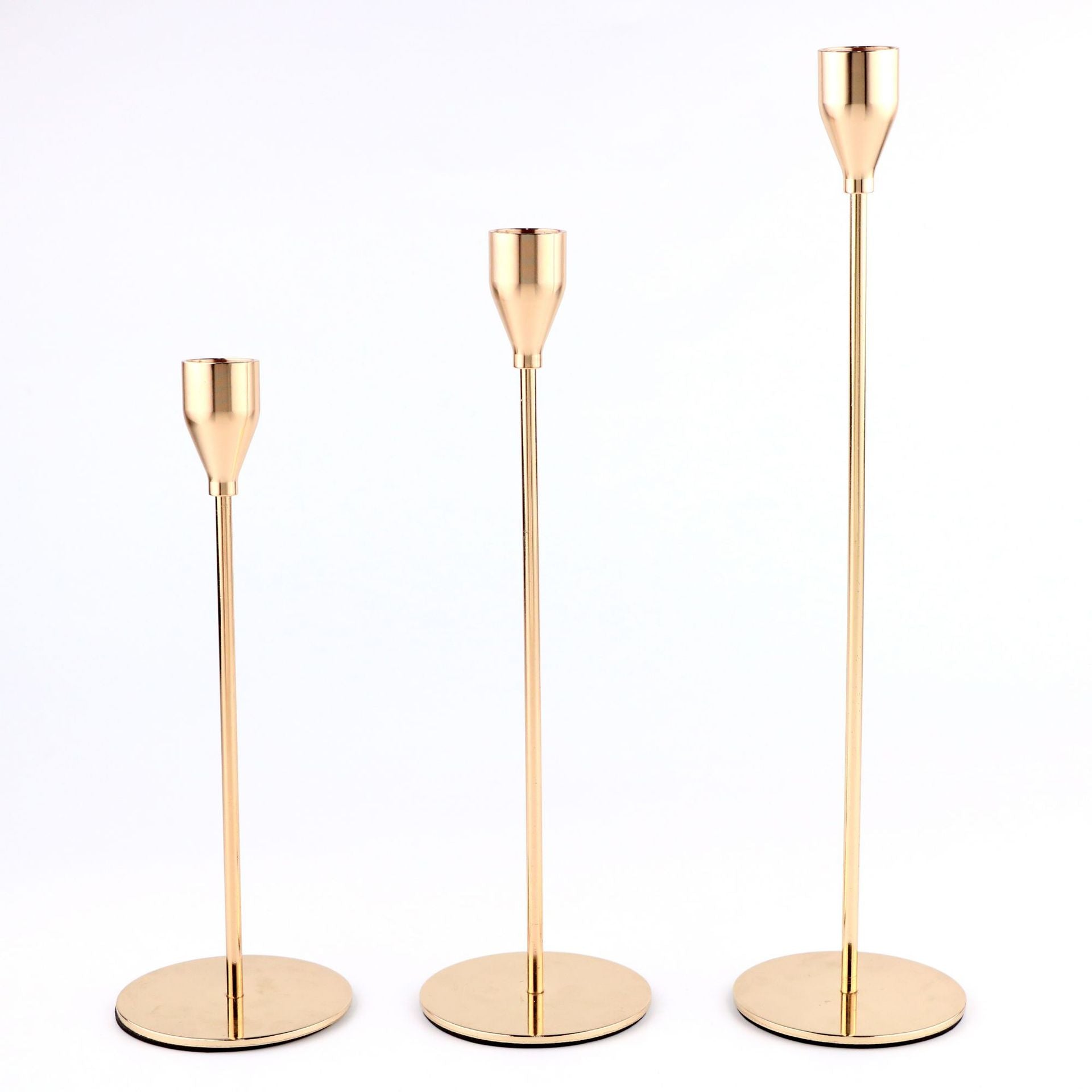 Minimalist Gold Metal Candle Holder Set - 3-Piece Romantic Candle Cup 