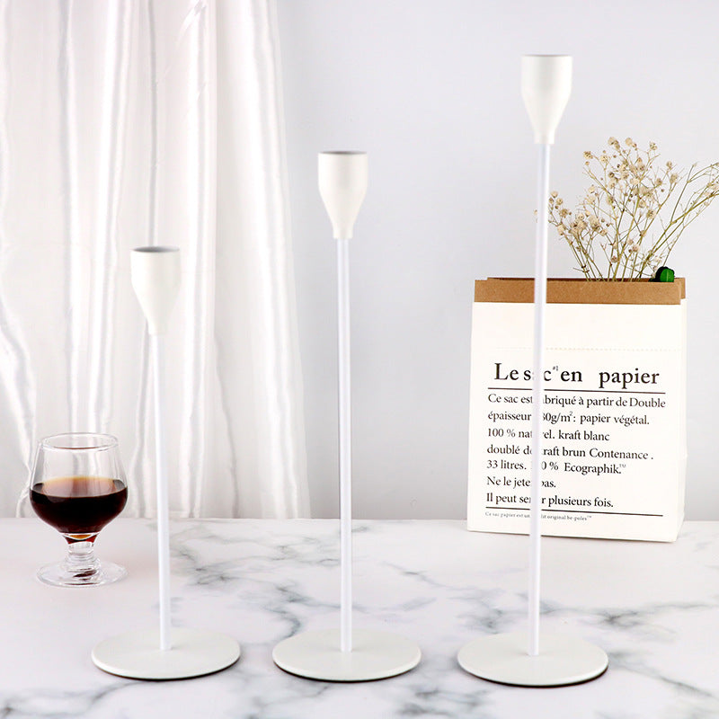 NNEDSZ Minimalist White Metal Candle Holder Set - 3-Piece Romantic Candle Cup Set for Living Room Decor, Elegant Dinner Table Accent-0