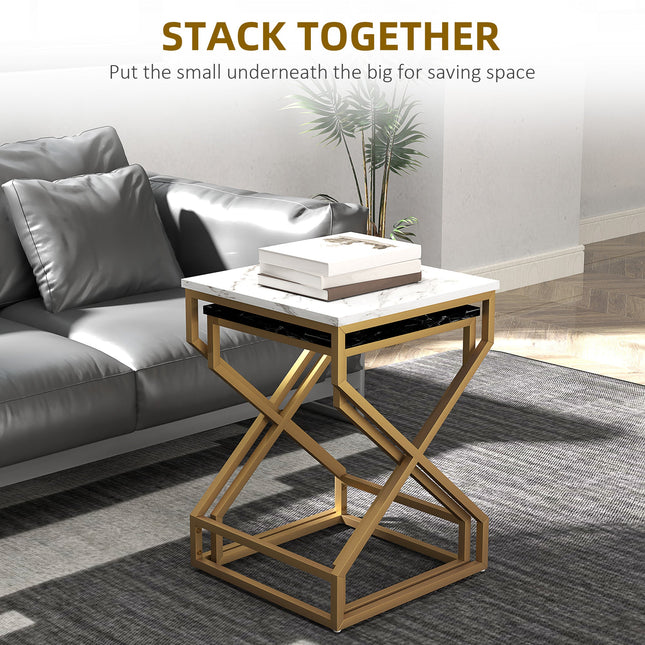 Set of Two Marble-Effect Nesting Tables-3