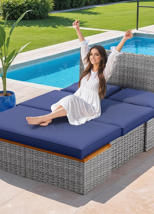 Comfortable Multifunctional Outdoor Day Bed with Side Tables-2
